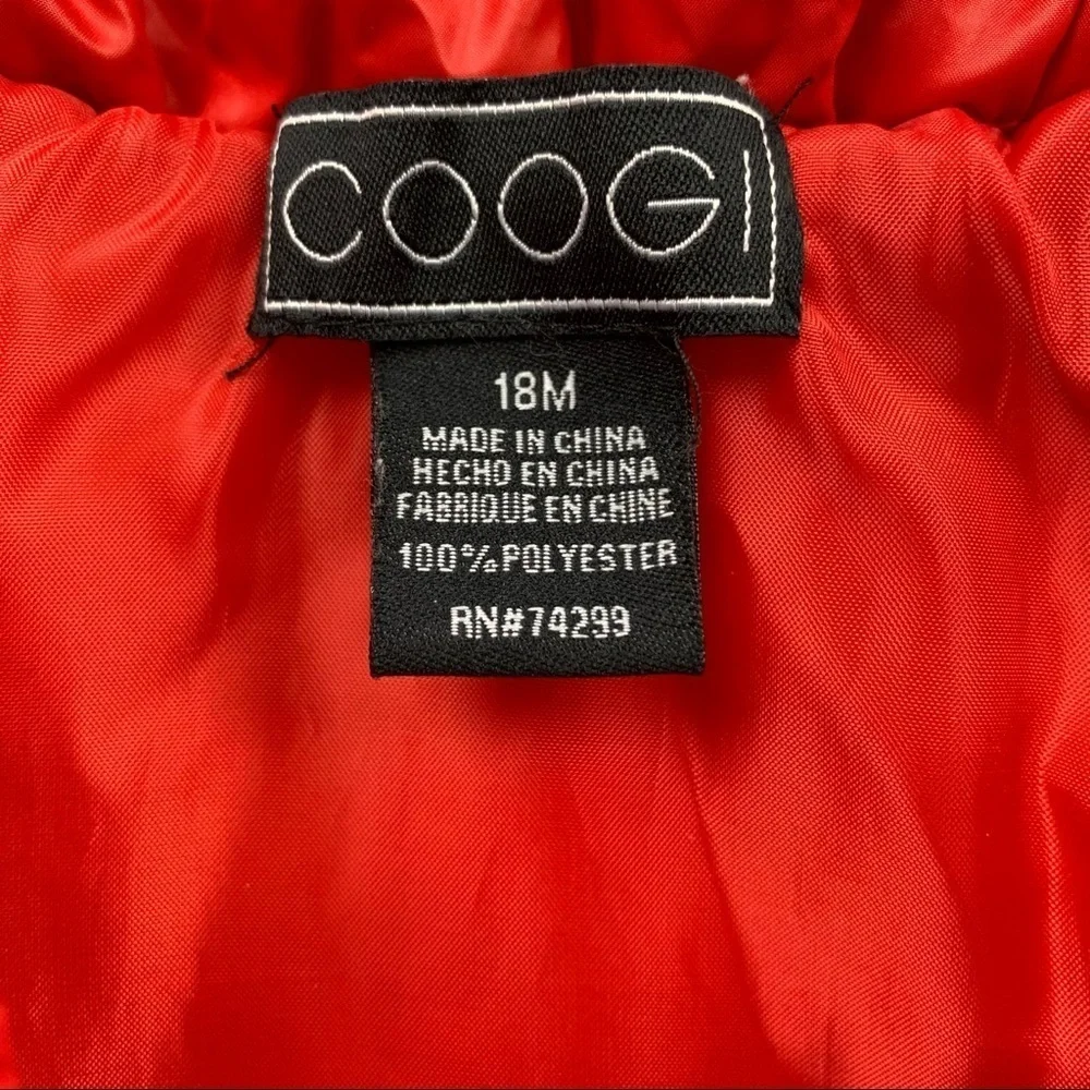 COOGI 18M Baby Red‎ Vest Puffer Zip Up Pockets